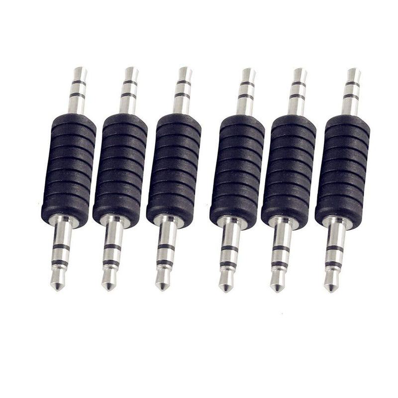 QMseller 6PCS 3.5mm Jack to 3.5mm Audio Male Adapter Connectors.(Plastic and Metal Black)