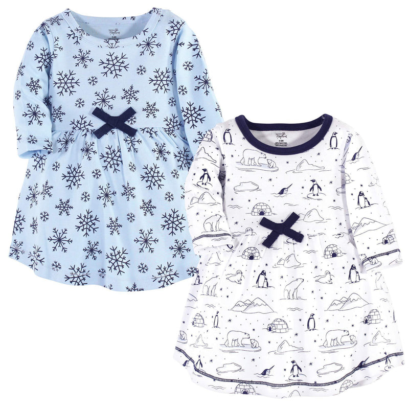 Touched by Nature Girls, Toddler, Baby and Womens Organic Cotton Short-Sleeve and Long-Sleeve Dresses 0-3 Months Arctic Long Sleeve