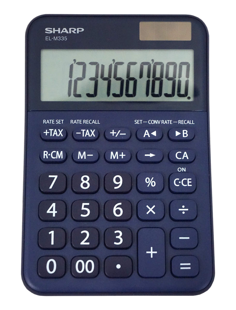 Sharp EL-M335 10-Digit Extra Large Desktop Calculator with Currency Conversion Functions, Tax, Percent and Backspace Keys, and a Large Angled LCD Display, Perfect for Home or Office Use