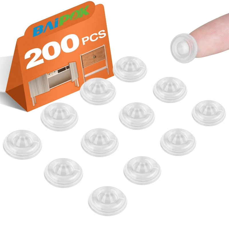 Cabinet Bumpers 200 PCS Rubber Bumpers, Circular Dots Shaped Self Adhesive Bumper Pads, Sound Dampening Clear Cabinet Door Bumpers, Cabinet Stoppers for Drawer, Picture Frames, Cutting Boards