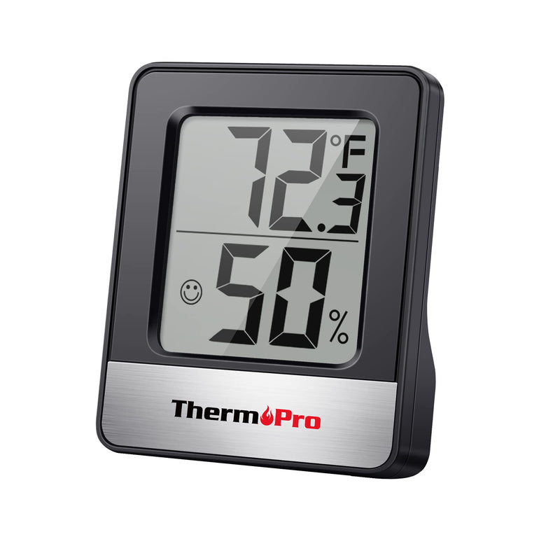 ThermoPro TP49 Digital Hygrometer Indoor Thermometer Humidity Meter Room Thermometer with Temperature and Humidity Monitor Mini Hygrometer Thermometer 1 Pitch Black