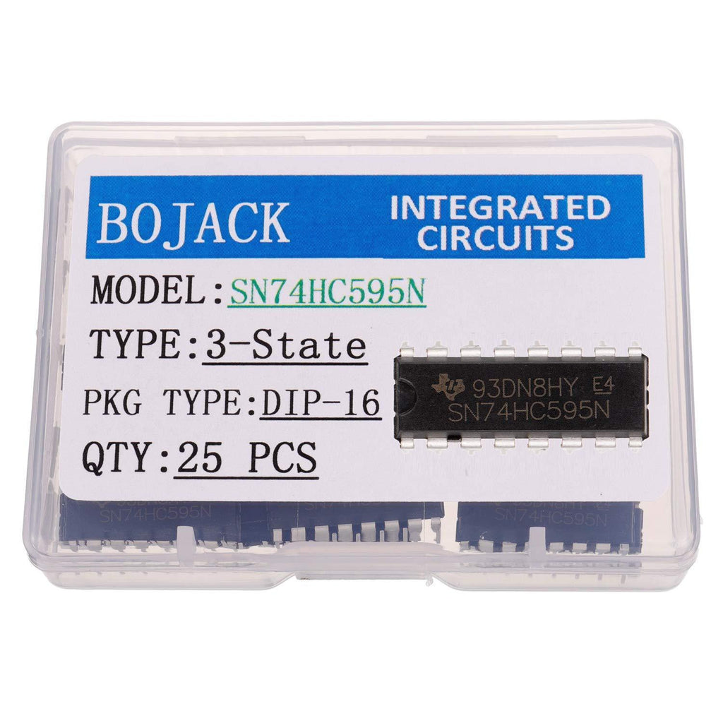 BOJACK SN74HC595N 8-Bit Counter Shift Registers 3-State Output Registers Integrated Circuits DIP-16 (Pack of 25 pcs)