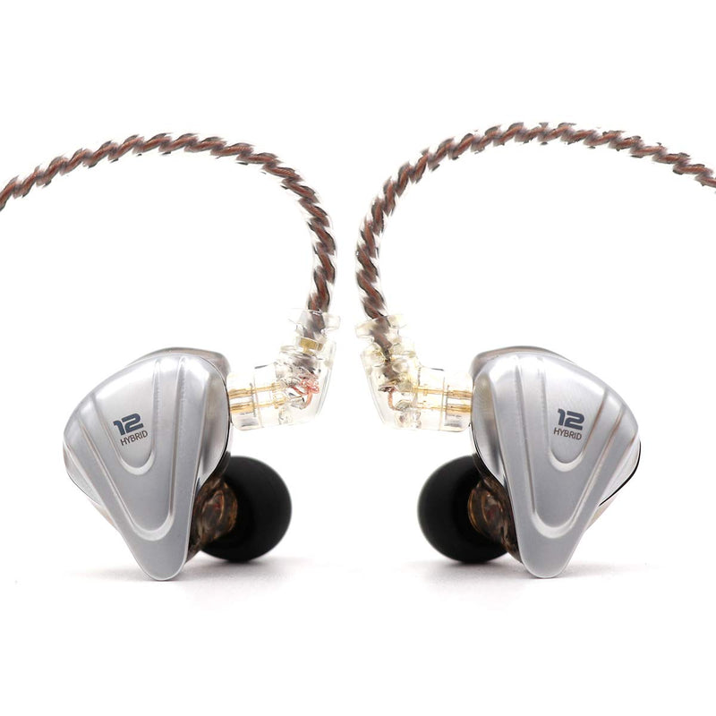 Linsoul KZ ZSX 5BA+1DD 6 Driver Hybrid in-Ear HiFi Earphones with Zinc Alloy Faceplate, 0.75mm 2 Pin Detachable Cable for Audiophile Musician (with mic, Black) with mic