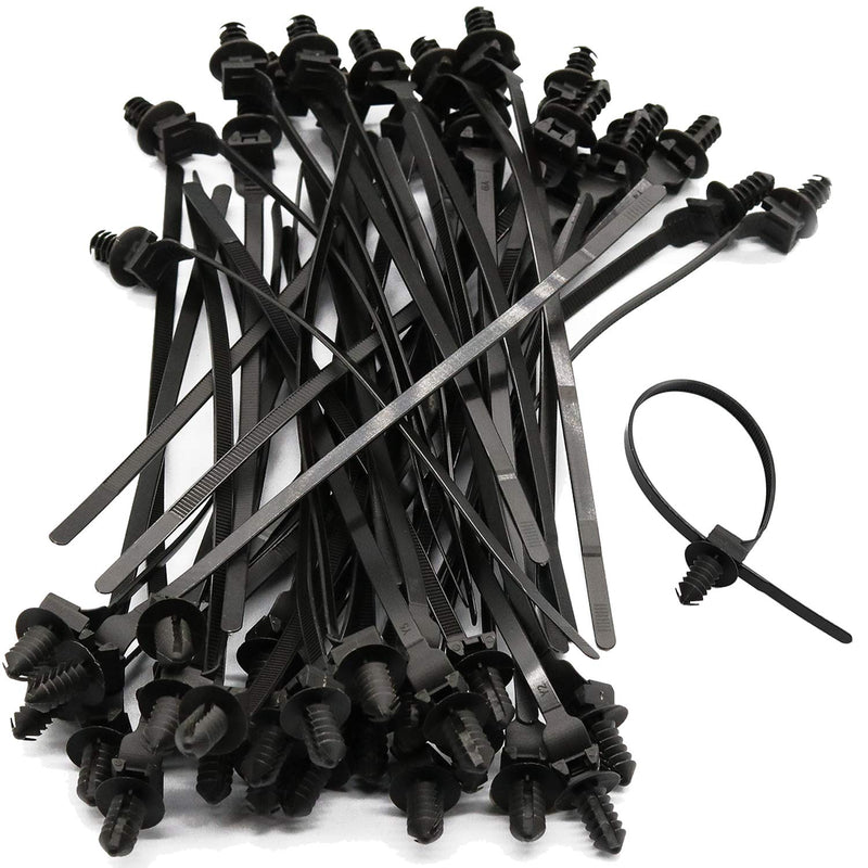 50 Pack Cable Zip Ties, 8 Inch Nylon Push Mount Self Locking Cable Ties for Indoor Wire Tying-Black