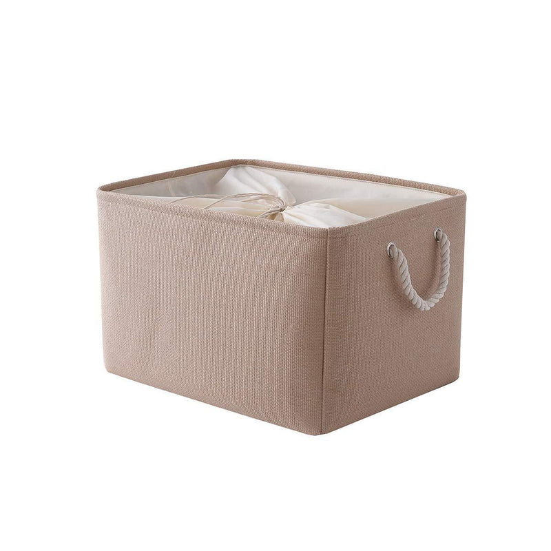 TheWarmHome Storage Basket Decorative Storage Basket Closet Basket with Handles Dog Toy Basket Cloth Baskets for Storage Rectangular Storage Basket (Beige, 17.7L×13.8W×9.8H) Beige Extra Large - 1 Pack
