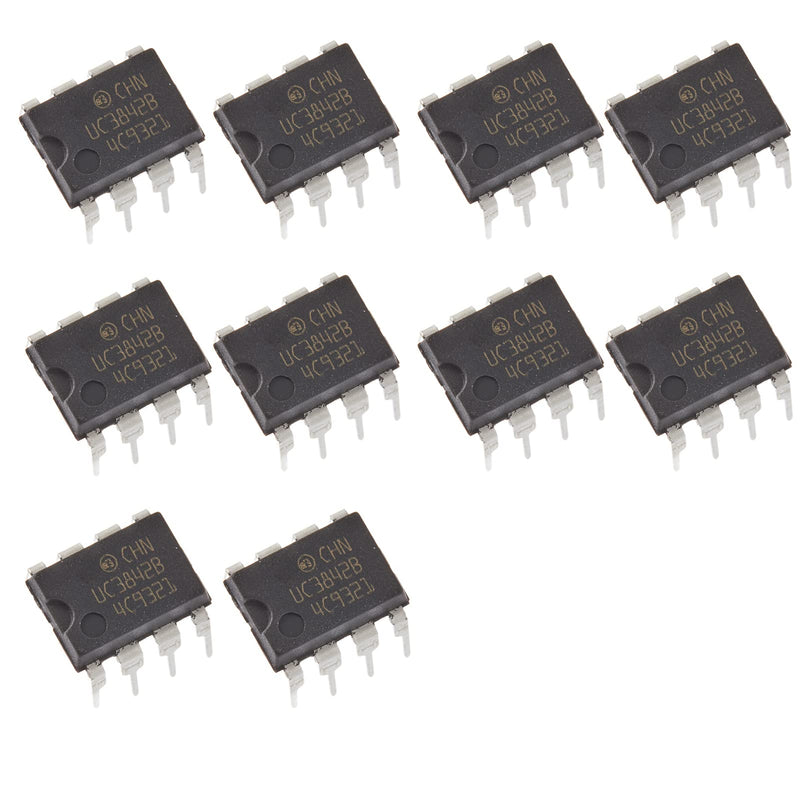 Bridgold 10pcs UC3842B UC3842 High Performance PWM Current Mode Controller 1 A, 8-Pin PDIP