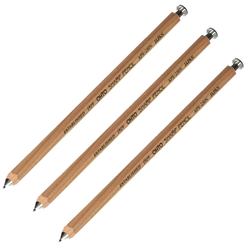 OHTO Mechanical Pencil Sharp Natural Wood Color 0.5mm, (APS-250N)　×　３