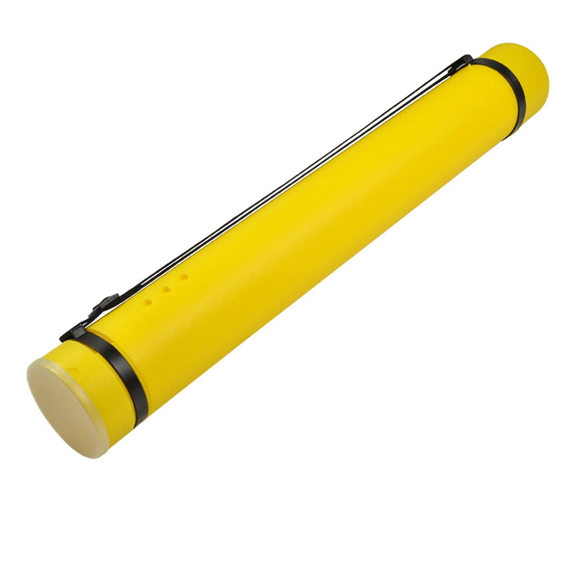 DEWEL Document Poster Tube with Clear ID Card Cap, Water and Light Resistant Telescoping Flexible Plastic Storage Tube for Blueprints, Prints, Posters, Targets,Artworks and Drawings (Yellow-Medium) Yellow-medium Size
