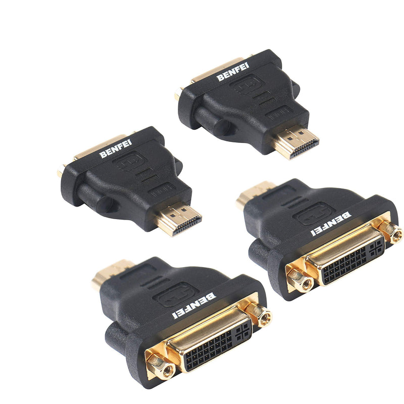 HDMI to DVI Adapter, BENFEI HDMI to DVI-D DVI Bidirectional Converter Male to Female with Gold-Plated Cord 4 Pack