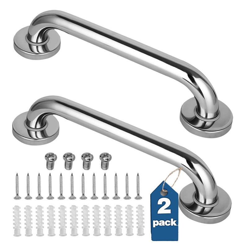 2 Pack Shower Grab Bar, Stainless Steel Bathroom Grab Bar, Shower Handle, Bath Handle, Grab Bars Senior for Bathroom (12 Inch ) 12inches