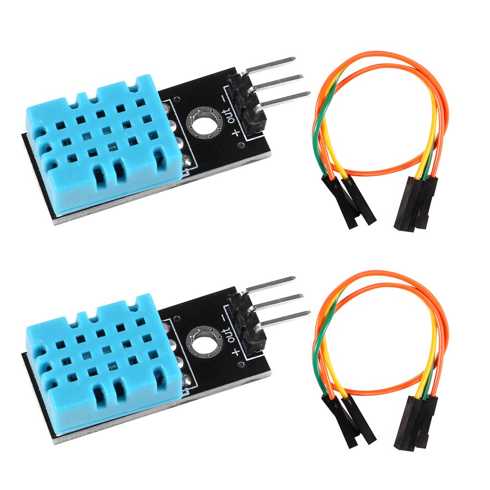 2pcs DHT11 Temperature Humidity Sensor Module Digital Temperature Humidity Sensor 3.3V-5V with Wires for Arduino Raspberry Pi 2 3 (2pcs DHT11) 2pcs DHT11