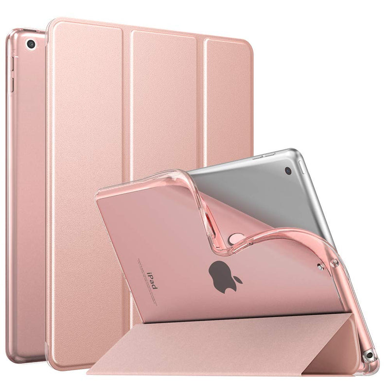 MoKo iPad 10.2 Case for iPad 9th Generation 2021/ iPad 8th Generation 2020/ iPad 7th Generation 2019, Soft Frosted Back Cover Slim Shell Case with Stand for iPad 10.2 inch,Auto Wake/Sleep,Rose Gold Rose Gold