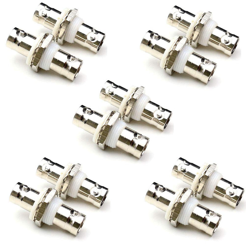 ANHAN BNC Female to Female Bulkhead Connectors,BNC Female Coupler BNC Bulkhead Coax Extension Cable Adapters for CCTV Camera Security System 10Packs BNC Female Bulkhead 10pcs