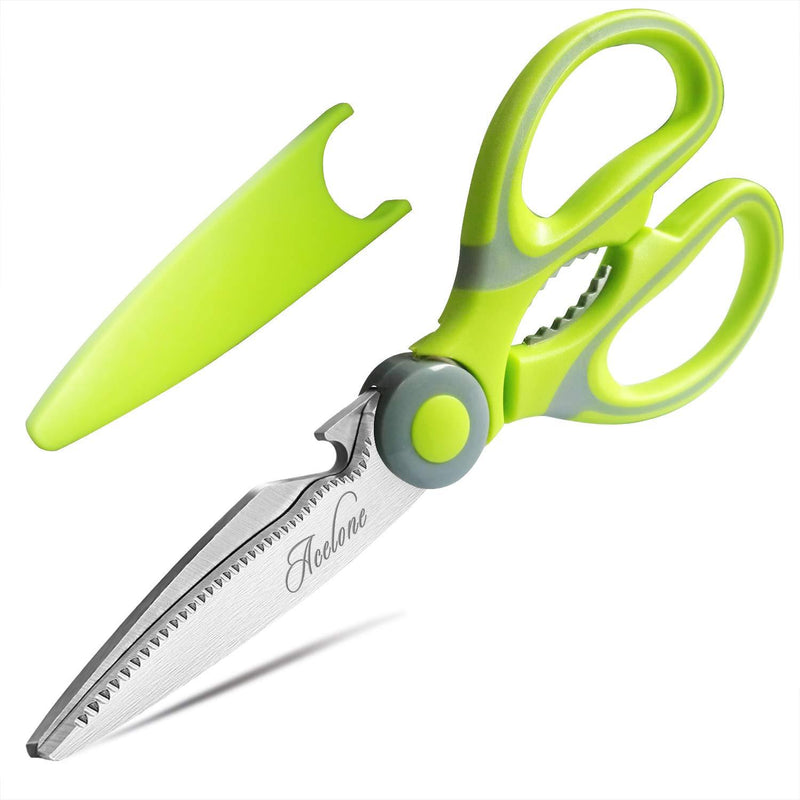 Kitchen Shears, Acelone Premium Heavy Duty Shears Ultra Sharp Stainless Steel Multi-function Kitchen Scissors for Chicken/Poultry/Fish/Meat/Vegetables/Herbs/BBQâ€¦ (Light Green) Light Green