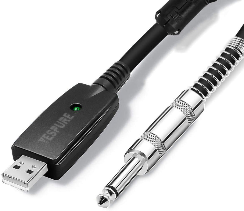 YESPURE USB Guitar Cable,Guitar Bass to USB Link Connection Cable Adapter,Professional Guitar to PC USB Link Recording Cable Lead Adaptor 2.8M/9.2FT Black