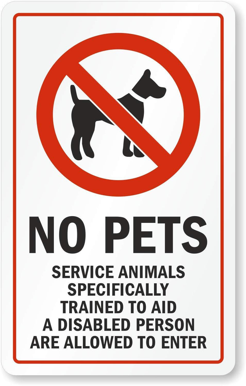 SmartSign “No Pets, Service Animals Specifically Trained To Aid A Disabled Person Are Allowed To Enter” Glass Door Decal | 8"x5" Polyester