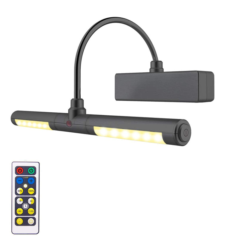 LUXSWAY Picture Light Battery Powered, Wireless Painting Light with Remote, 3 Modes Brightness Art Display Light, 8.9 Inch Rotatable Light Head and Timer Off for Painting Poster Portrait -Small Black