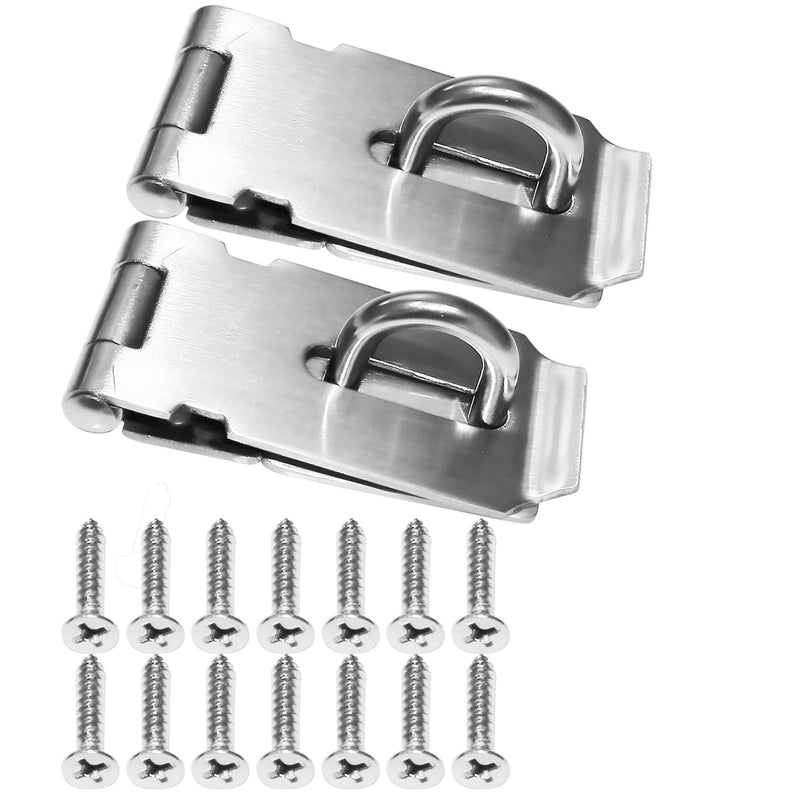 Padlock Hasp 3.2 Inch Safety Door Bolt Gate Latches Padlock Hasp Stainless Steel Brushed Finish Door Buckle Clasp, 2 Pack (3.2 Inch 2Pack) 3.2 Inch 2Pack