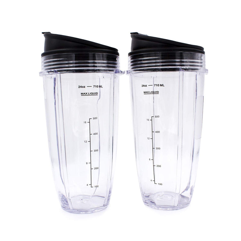 Replacement Blender Cup with Lid (2 Pack) 24 Oz Cups For Ninja Auto iQ BL480 BL482 BL642 NN102 BL682 BL450 BN751 BN801 Foodi SS351 SS401 Ninja Blender Auto iQ Blade