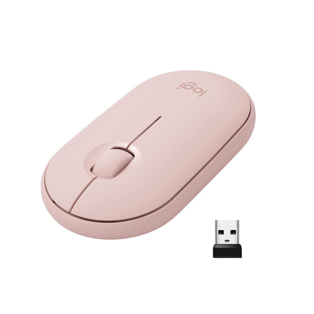 Logitech Pebble M350 Wireless Mouse with Bluetooth or USB - Silent, Slim Computer Mouse with Quiet Click for iPad, Laptop, Notebook, PC and Mac - Pink Rose