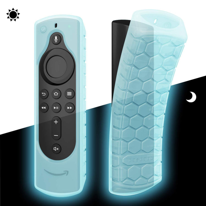 CaseBot Remote Case for Fire TV Stick (2nd and Later) / Fire TV Stick Lite/Fire TV Stick 4K / Fire TV Cube - Anti-Slip Silicone Cover for Alexa Voice Remote (2nd Gen and 3rd Gen), Blue-Glow Blue Glow in the Dark