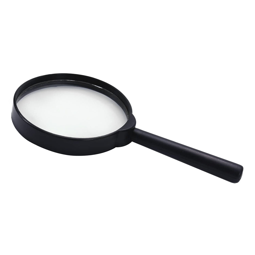 Othmro 1Pcs 6X Handheld Magnifier Lens Diameter 75mm/2.95" Black Round Lens with Plastic Handle for Book and Newspaper Reading