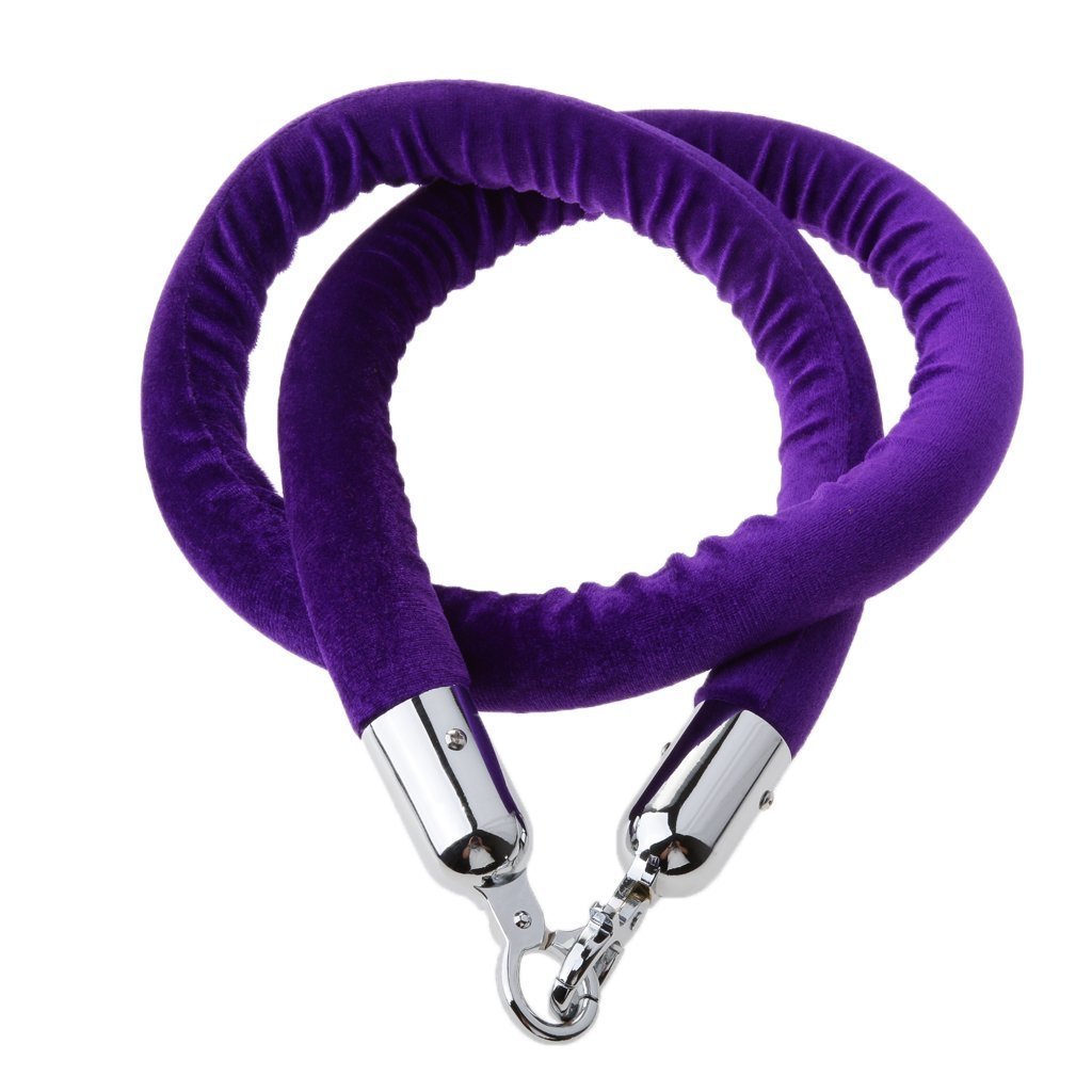 Velvet Hanging Ropes Crowd Control Stanchion Ropes fit for Movie Theaters,Grand Openings,Restaurants,Hotels (2 Meter, Purple) 2 Meter