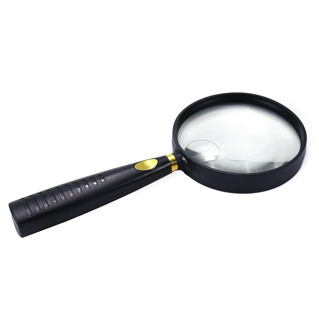 Othmro 1Pcs 5X/10X Handheld Magnifier Lens Diameter 5X/90mm 10X/24mm Black Round Lens with Plastic Handle for Book and Newspaper Reading