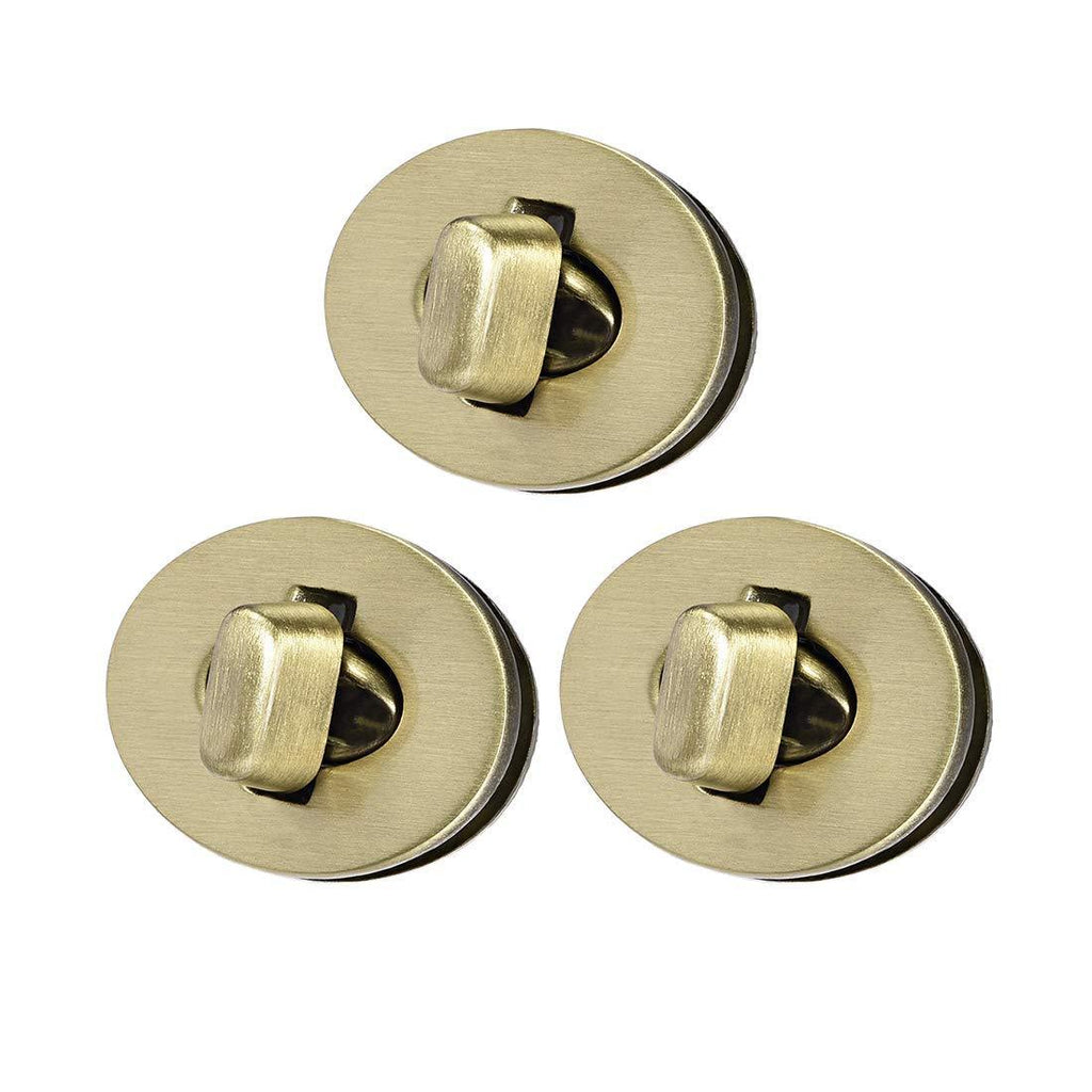 uxcell 3 Sets Oval Purses Twist Lock 30mm X 24mm Clutches Closures for DIY Bag Making - Brussed Brass