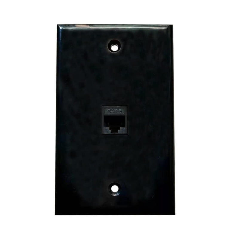 BUPLDET 1 Port Ethernet Wall Plate - Cat6 RJ45 Ethernet Wall Plate Female to Female Faceplate - Black 1CAT6