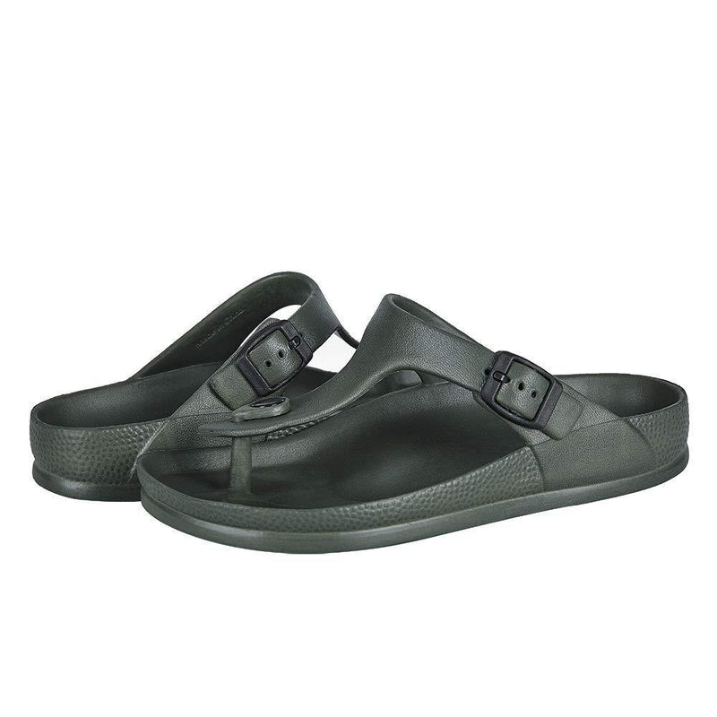 FUNKYMONKEY Women's Comfort Slides Double Buckle Adjustable EVA Flat Sandals 6 Army Green/Flipflops