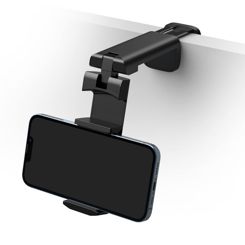 Klearlook Maximized Clarity Universal Airplane Phone Holder, 360 Degree Rotation Portable Phone Mount for Travel, Handsfree Flexible Phone Stand Compatible with i'Phone 13/12 Pro Android Phones 1 Black
