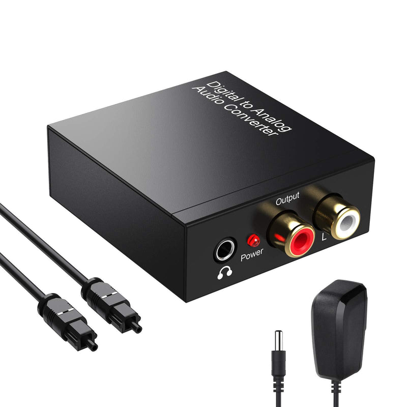 Rybozen 192kHz Digital to Analog Audio Converter,Digital SPDIF Optical (Toslink) to Analog L/R RCA & 3.5mm Jack DAC Converter ,with Optical Cable &Power Adapter, for PS4 Xbox HDTV DVD Headphone