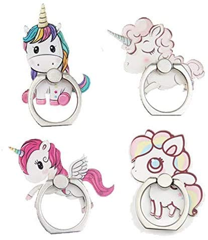 4-Pack Phone Ring Holder Stand, Cute Unicorn 360 Rotation Finger Grip Stand Mount for Cellphones and Tablets (Unicorn Ring) Unicorn Ring