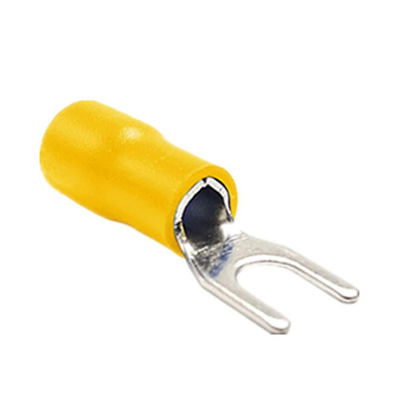 100Pcs SV1.25-3 Insulated Fork Spade Wire Connector Electrical Crimp Terminal 22-16AWG U-Type (Yellow) Yellow