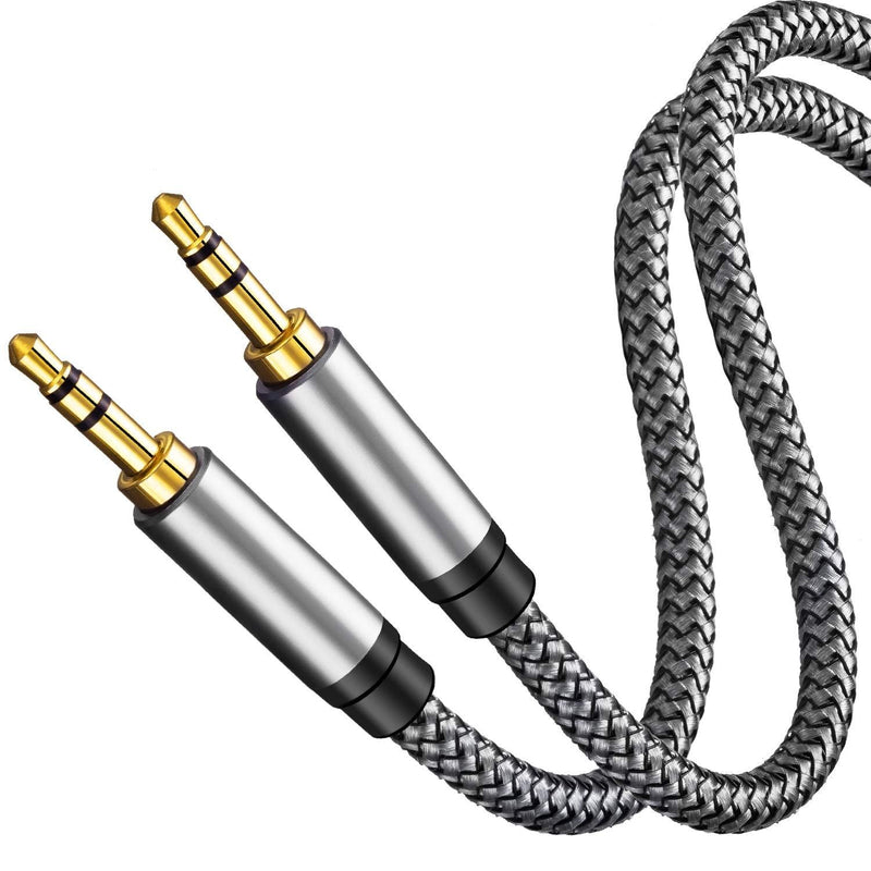 Aux Cable 50Ft,TanQY 3.5mm Male to Male Auxiliary Audio Stereo Cord Compatible with Car,Headphones, iPods, iPhones, iPads,Tablets,Laptops,Android Smart Phones& More (50Ft/15M, Silver) 50Ft/15M