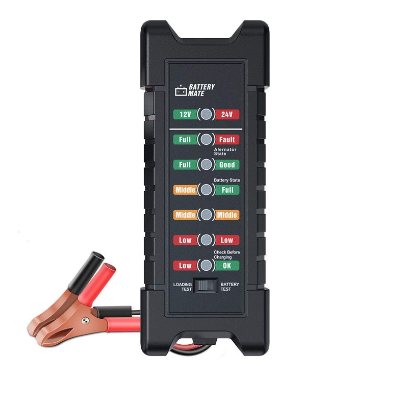 OBDMONSTER Car 12V 24V Battery and Alternator Tester Automotive, Load Tester, Battery Checker, Analyzer to Check alternator & Battery Charging System with LED Indicator 12V 24V BATTERY TESTER