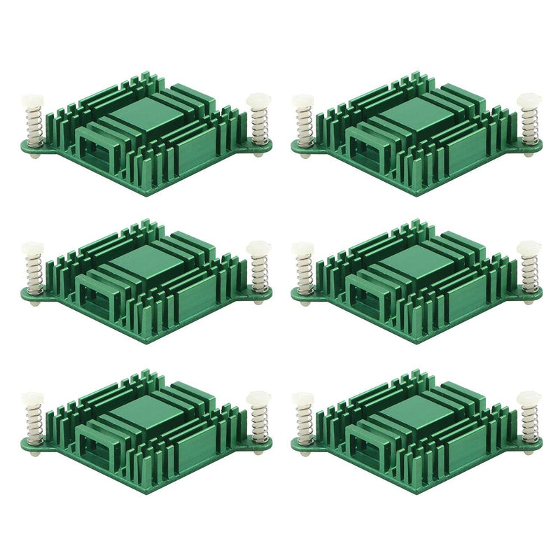 Unxuey 6Pcs Aluminum Heat Sink Computer PC North Bridge South Bridge Radiator Cooling Fin with Fixing Hole for IC Chipset Module Cooler Green