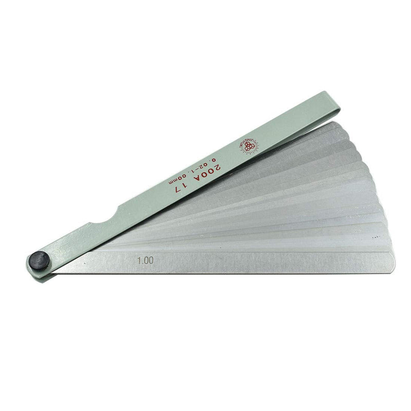 Rannb Metric Feeler Gauge Gap Measurement Tool 17-Leaf 0.02-1mm 200mm/8" Length