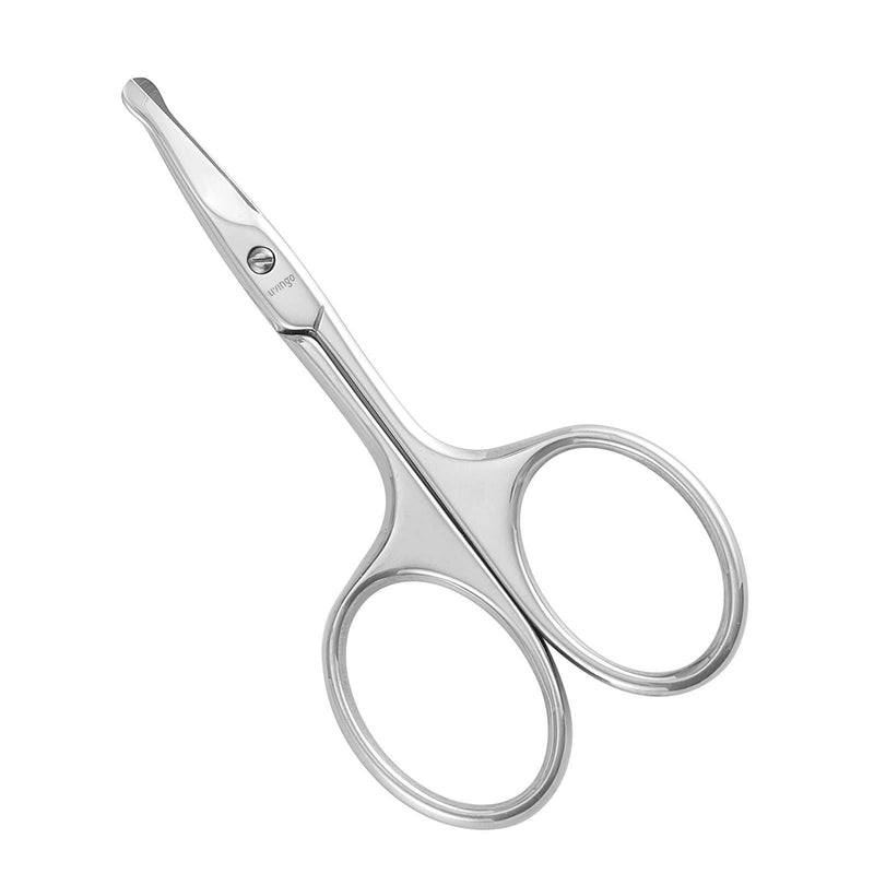 LIVINGO 3.75" Rounded Curved Nose Hair Scissors, Premium Stainless Steel Safety Small Blades Use for Manicure Cuticle Trimming Facial Hair, Eyebrow, Dry Skin Silver