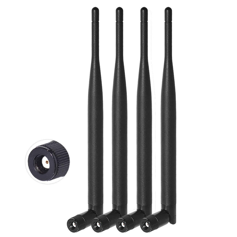 Bingfu Dual Band WiFi 2.4GHz 5GHz 5.8GHz 6dBi MIMO RP-SMA Male Antenna (4-Pack) for WiFi Router Wireless Network Card USB Adapter Security IP Camera Video Surveillance Monitor 4-Pack