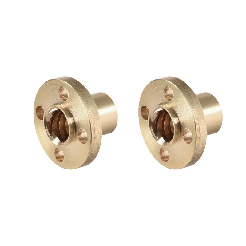 uxcell 2pcs Lead 8mm Pitch 2mm Flange Trapezoidal T8 Screw Brass Nut for 3D Printer