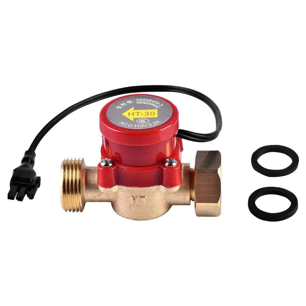 Water Pump Flow Switch, 1 PCS HT-30 AC 0-110V 0.2A G3/4"-3/4" Thread Water Pump Flow Sensor Switch, Water Flow Control Switch Sensor