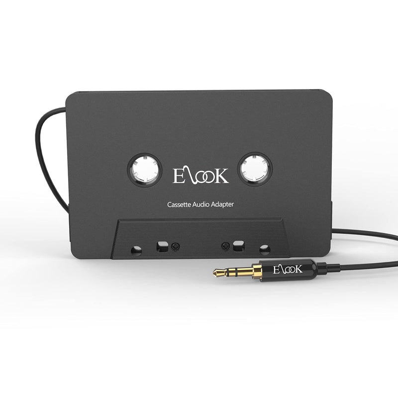Elook Car Cassette Aux Adapter, 3.5mm Universal Audio Cable Tape Adapter for Car, Phone, MP3 ect. Black