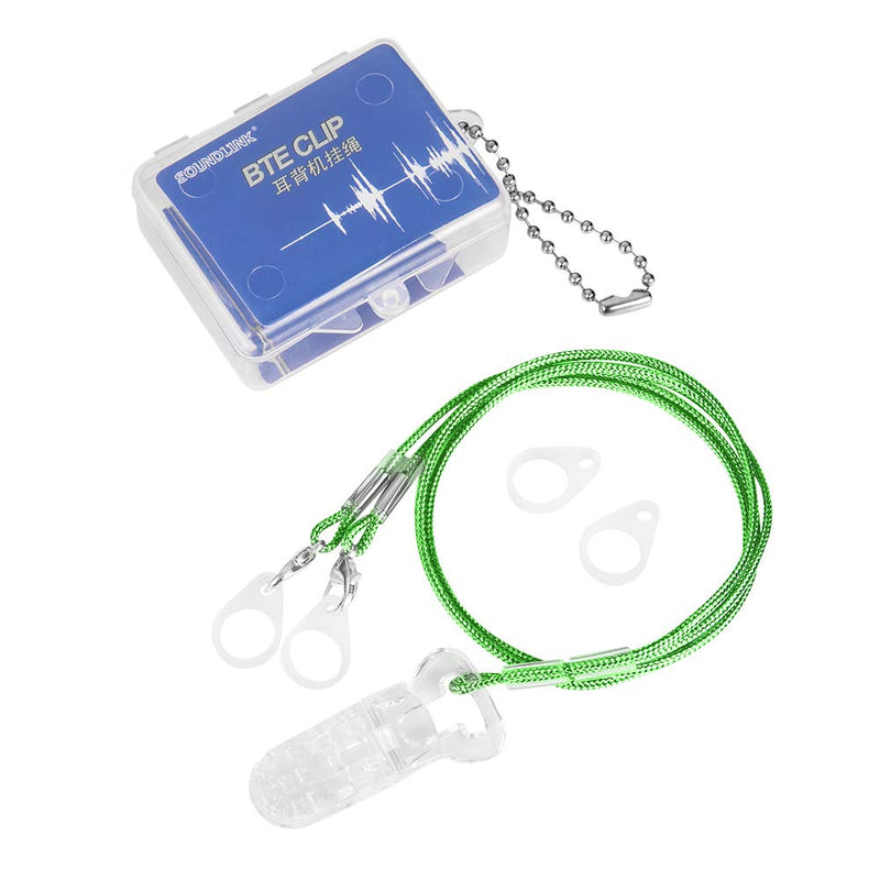 Hearing Aid Clip - Anti-Lost Hearing Aids Lanyard Protector BTE Clip Holder for Adults Seniors (Green) Green