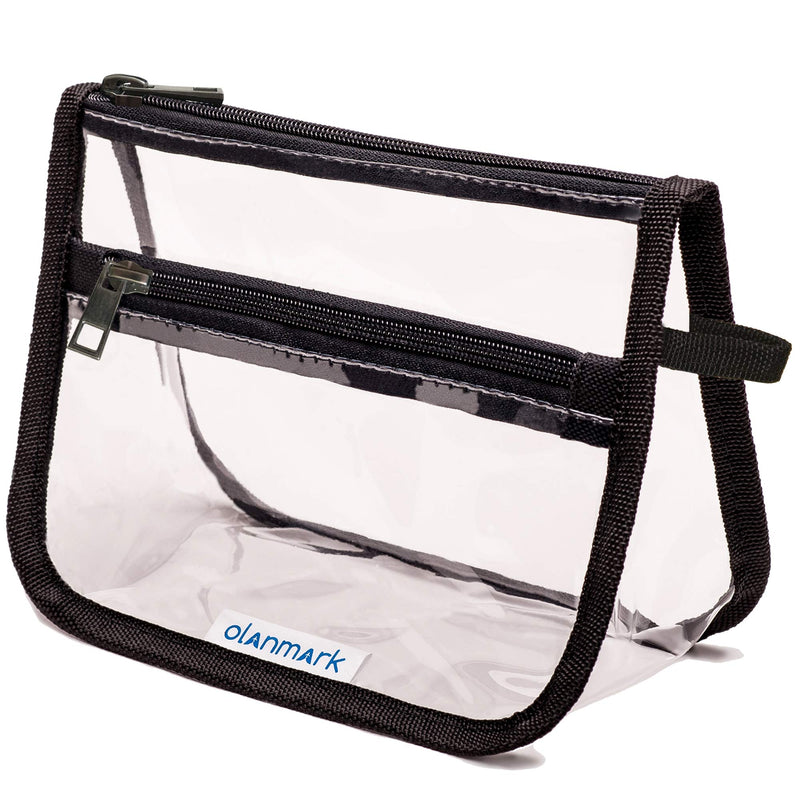TSA Approved Clear Toiletry Bag with Pocket - Quart Size Bag for Airport, Camping or Gym 1pcs Black