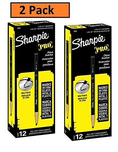 2 Pack Sharpie PEEL-OFF Marker China, China Marker Bullet, 12 Count In Each Pack, Black (2089)