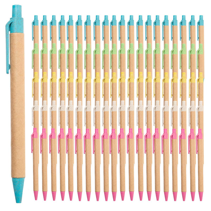 Simply Genius (100 Pack) Eco Friendly Pens Medium Point Black Ink Click Pens for Journaling Writing Office Supplies Pens Eco Friendly Products