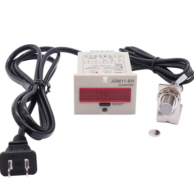 TWTADE/ 110-220VAC LED Auto Display Digital Counter 0-999999 6 Digits + Hall Proximity Sensor Switch Distance 10CM NPN NO + Holder US-JSQ+GD+CT 10mm Counter kit
