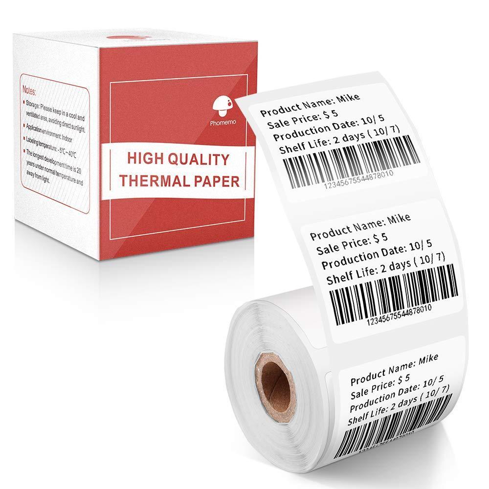 Multi-Purpose Square Self-Adhesive Label for Phomemo M110/M200 Label Printer,1.57"x1.18"(40x30mm),230 Labels/Roll, Black on White 1.57" × 1.18"